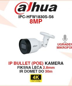 DAHUA 4K IP BULLET POE KAMERA S MIKROFONOM IPC-HFW1830S-S6