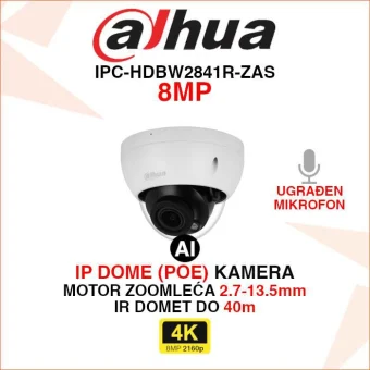 DAHUA 4K IP DOME MOTOR ZOOM WIZSENSE KAMERA IPC-HDBW2841R-ZAS