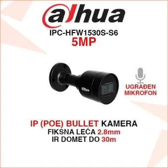 DAHUA IP POE 5MP  BULLET KAMERA S MIKROFONOM IPC-HFW1530S-S6