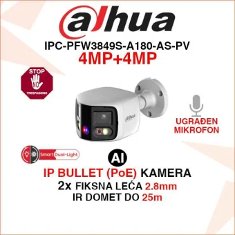 DAHUA IP POE SMART DUAL LIGHT KAMERA S 2 LEĆE IPC-PFW3849S-A180-AS-PV