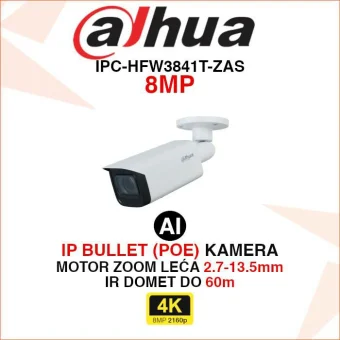 DAHUA 4K IP WIZSENSE BULLET POE MOTOR ZOOM KAMERA IPC-HFW3841T-ZAS
