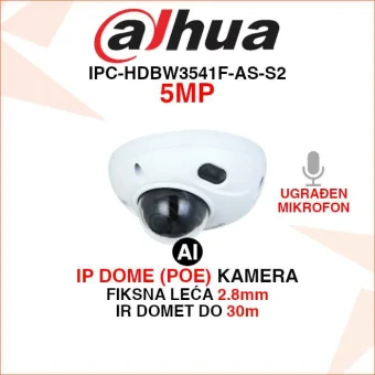 DAHUA IP WIZSENSE 5MP DOME KAMERA IPC-HDBW3541F-AS-S2