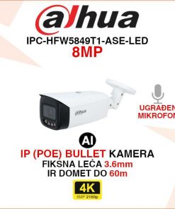 DAHUA WIZMIND IP POE BULLET 8MP KAMERA IPC-HFW5849T1-ASE-LED