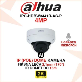 DAHUA IP POE WIZSENSE KAMERA SA ŠIROKOKUTNOM LEĆOM IPC-HDBW3441R-AS-P