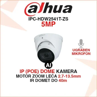 DAHUA WIZSENSE IP POE 5MP DOME MOTOR ZOOM KAMERA IPC-HDW2541T-ZS