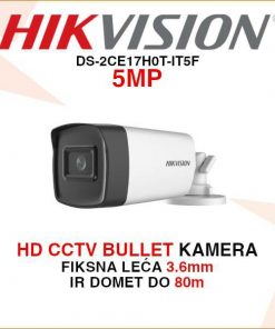 HIKVISION 5MP BULLET KAMERA S DOMETOM U MRAKU 80m DS-2CE17H0T-IT5F