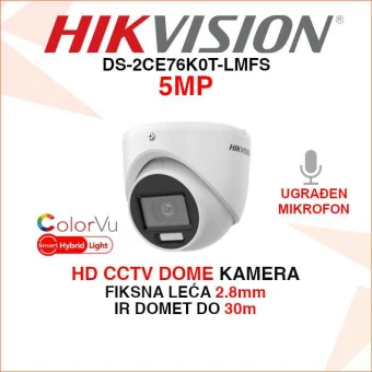 DS-2CE76K0T-LMFS HIKVISION 3K SMART HYBRID LIGHT CCTV DOME KAMERA