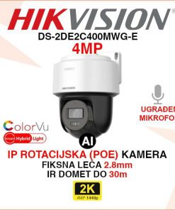 DS-2DE2C400MWG-E HIKVISION 4MP IP POE PT SMART HYBRID LIGHT KAMERA