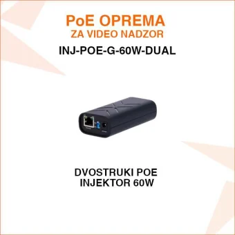 DVOSTRUKI POE INJEKTOR ZA VIDEO NADZOR 60W INJ-POE-G-60W-DUAL