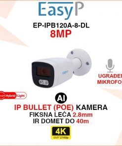 EASY-P 4K IP POE BULLET KAMERA S AI DETEKCIJOM EP-IPB120A-8-DL
