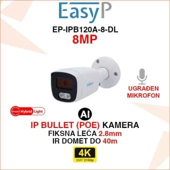 EASY-P 4K IP POE BULLET KAMERA S AI DETEKCIJOM EP-IPB120A-8-DL