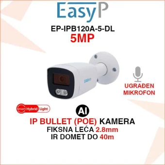 EASY-P 5MP IP POE BULLET KAMERA S AI DETEKCIJOM EP-IPB120A-5-DL