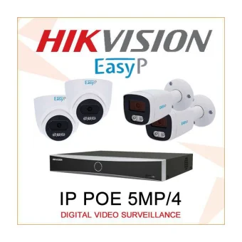 EASY-P SET ZA VIDEO NADZOR SA 4 KAMERE, BAZAMA I OPREMOM IP POE 5MP/4