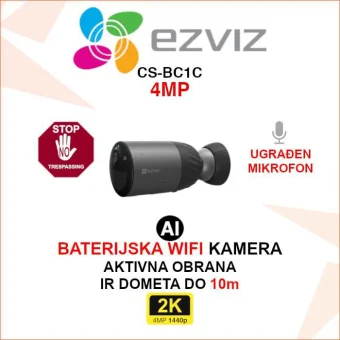 EZVIZ BATERIJSKA SMART KAMERA 4MP S AKTIVNOM OBRANOM CS-BC1C