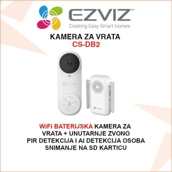 EZVIZ BATERIJSKA WIFI KAMERA ZA VRATA I DODATNO ZVONO CS-DB2