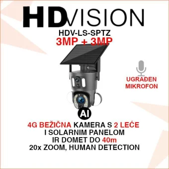 HDVISION 4G ROTACIJSKA SOLARNA KAMERA S 2 LEĆE HDV-LS-SPTZ