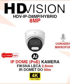 HDVISION 4K IP POE SMART HYBRID LIGHT DOME KAMERA HDV-IP-D8MP/HYBRID
