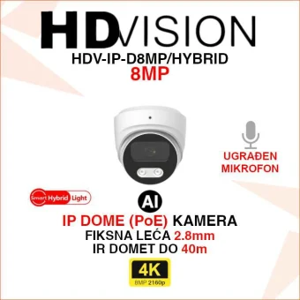 HDVISION 4K IP POE SMART HYBRID LIGHT DOME KAMERA HDV-IP-D8MP/HYBRID