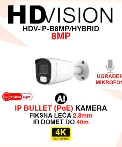 HDVISION 4K IP POE SMART HYBRID LIGHT KAMERA HDV-IP-B8MP/HYBRID