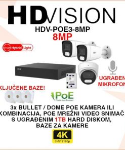 HDVISION 4K IP POE SMART HYBRID LIGHT SET SA 3 KAMERE HDV-POE3-8MP