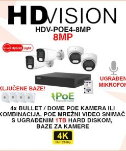 HDVISION 4K IP POE SMART HYBRID LIGHT SET SA 4 KAMERE HDV-POE4-8MP