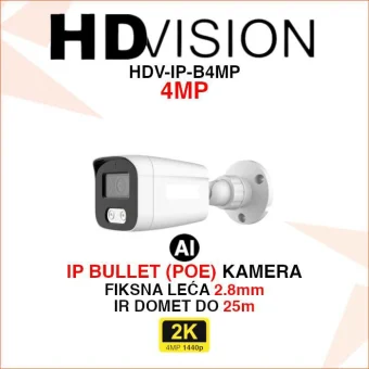 HDVISION 4MP IP POE BULLET KAMERA S AI DETEKCIJOM HDV-IP-B4MP