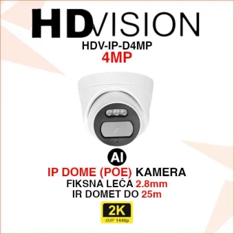HDVISION 4MP IP POE DOME AI NADZORNA KAMERA HDV-IP-D4MP