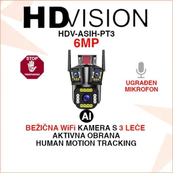 HDVISION 6MP BEŽIČNA WIFI ROTACIJSKA KAMERA S 3 LEĆE HDV-ASIH-PT3