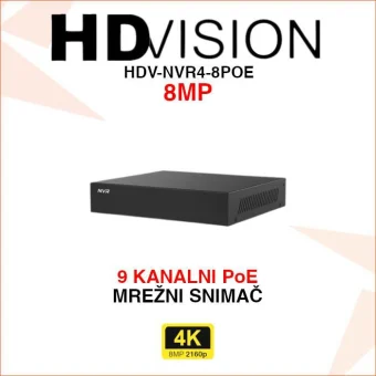 HDVISION 9 KANALNI 4K POE MREŽNI VIDEO SNIMAČ HDV-NVR4-8POE
