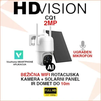 HDVISION BATERIJSKA AI WIFI ROTACIJSKA KAMERA I SOLARNI PANEL CQ1