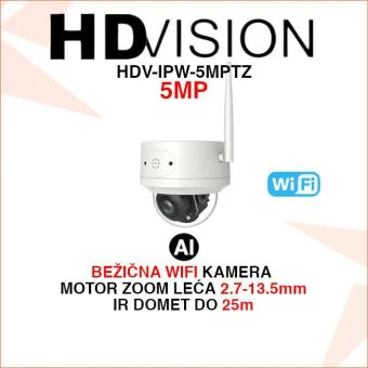 HDVISION BEŽIČNA WIFI KAMERA S MOTOR ZOOM LEĆOM HDV-IPW-5MPTZ