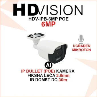 HDVISION IP BULLET 6MP POE KAMERA S AI DETEKCIJOM HDV-IPB-6MP