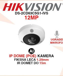 HIKVISION 12MP AI IP POE FISHEYE KAMERA DS-2CD63C5G1-IVS