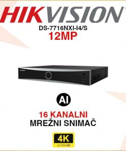 HIKVISION 16 KANALNI 12MP AI 4x HDD MREŽNI SNIMAČ DS-7716NXI-I4/S