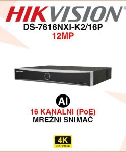 HIKVISION 16 KANALNI 12MP AI MREŽNI POE SNIMAČ DS-7616NXI-K2/16P
