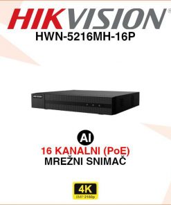 HIKVISION 16 KANALNI 4K AI POE MREŽNI VIDEO SNIMAČ HWN-5216MH-16P
