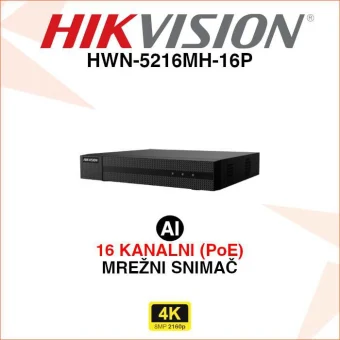 HIKVISION 16 KANALNI 4K AI POE MREŽNI VIDEO SNIMAČ HWN-5216MH-16P
