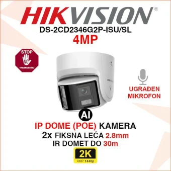 HIKVISION 2K ACUSENSE PANORAMSKA IP POE KAMERA DS-2CD2346G2P-ISU/SL