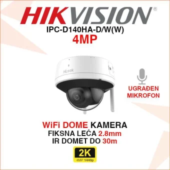 HIKVISION 2K BEŽIČNA WIFI DOME KAMERA IPC-D140HA-D/W(W)