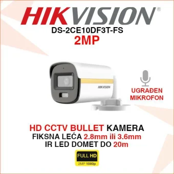 HIKVISION 2MP HD CCTV COLORVU BULLET KAMERA DS-2CE10DF3T-FS