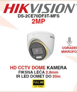 HIKVISION 2MP HD CCTV COLORVU DOME KAMERA DS-2CE70DF3T-MFS