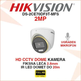 HIKVISION 2MP HD CCTV COLORVU DOME KAMERA DS-2CE70DF3T-MFS