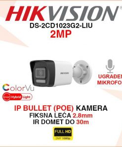 HIKVISION 2MP IP POE SMART HYBRID LIGHT KAMERA DS-2CD1023G2-LIU