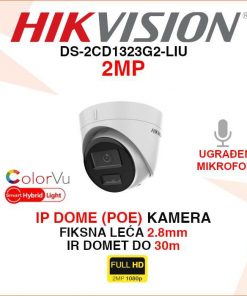 HIKVISION 2MP IP POE SMART HYBRID LIGHT KAMERA DS-2CD1323G2-LIU