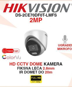 HIKVISION 2MP SMART HYBRID LIGHT COLORVU KAMERA DS-2CE70DF0T-LMFS
