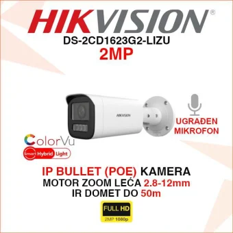 HIKVISION 2MP SMART HYBRID LIGHT IP POE KAMERA DS-2CD1623G2-LIZU