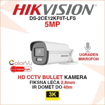 HIKVISION 3K COLORVU SMART HYBRID LIGHT CCTV KAMERA DS-2CE12KF0T-LFS
