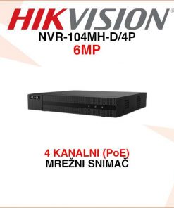 HIKVISION 4 KANALANI 6MP POE MREŽNI VIDEO SNIMAČ NVR-104MH-D/4P