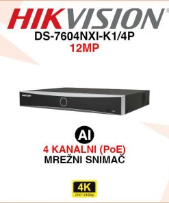 HIKVISION 4 KANALNI 12MP ACUSENSE MREŽNI POE SNIMAČ DS-7604NXI-K1/4P