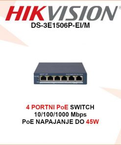 HIKVISION 4 PORTNI GIGABITNI POE SWITCH DS-3E1506P-EI/M